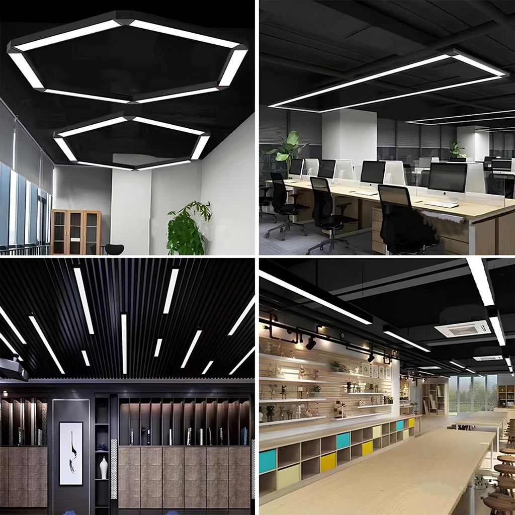 Office LED ceiling light 120x30x5.5cm, 80W, Premium Model, Rectangular, Black, 6500k