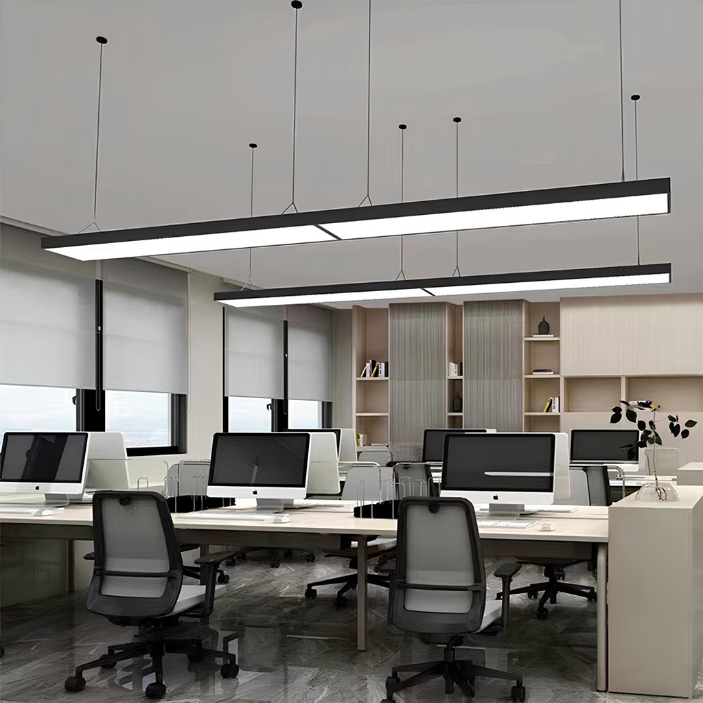 Office LED ceiling light 120x30x5.5cm, 80W, Premium Model, Rectangular, Black, 6500k