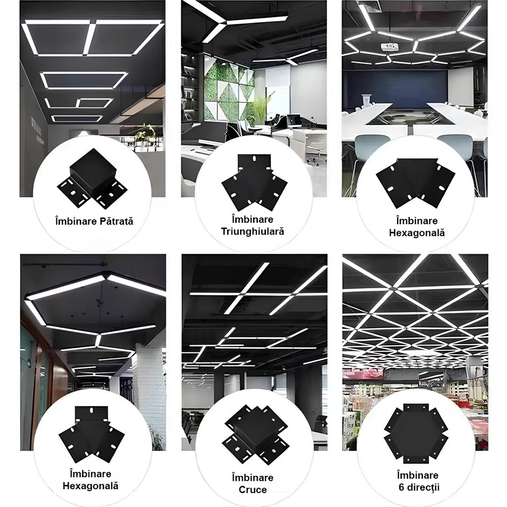 Office LED ceiling light 120x30x5.5cm, 80W, Premium Model, Rectangular, Black, 6500k
