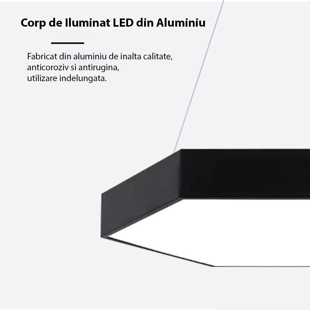 Suspended LED ceiling light 48W, Full Hexagon, Φ60 cm, 6500k, Black