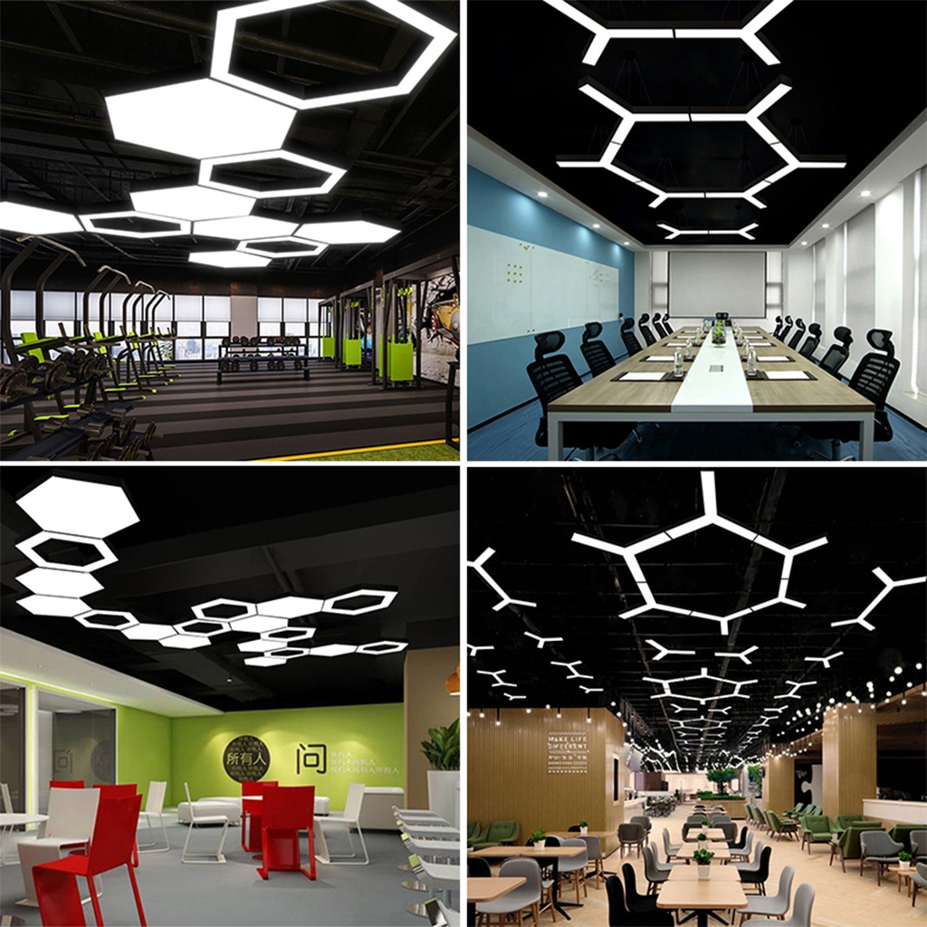 Suspended LED ceiling light 48W, Full Hexagon, Φ60 cm, 6500k, Black
