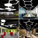 Suspended LED ceiling light 48W, Full Hexagon, Φ60 cm, 6500k, Black