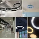 LED ceiling light 48W, round hollow, φ60 cm, 6500k, black