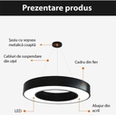LED ceiling light 48W, round hollow, φ60 cm, 6500k, black