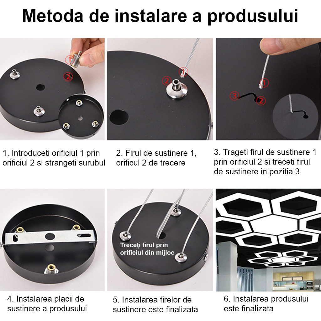 LED ceiling light 48W, round hollow, φ60 cm, 6500k, black