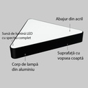 Suspended LED ceiling light 48W, Solid Triangular, 60 cm, 6500k, Black