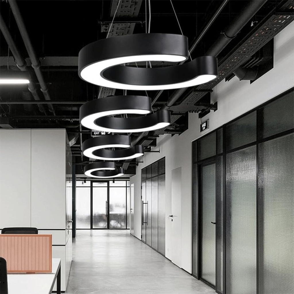 Suspended LED ceiling light 48W, Form C, 60 cm, 6500k, Black