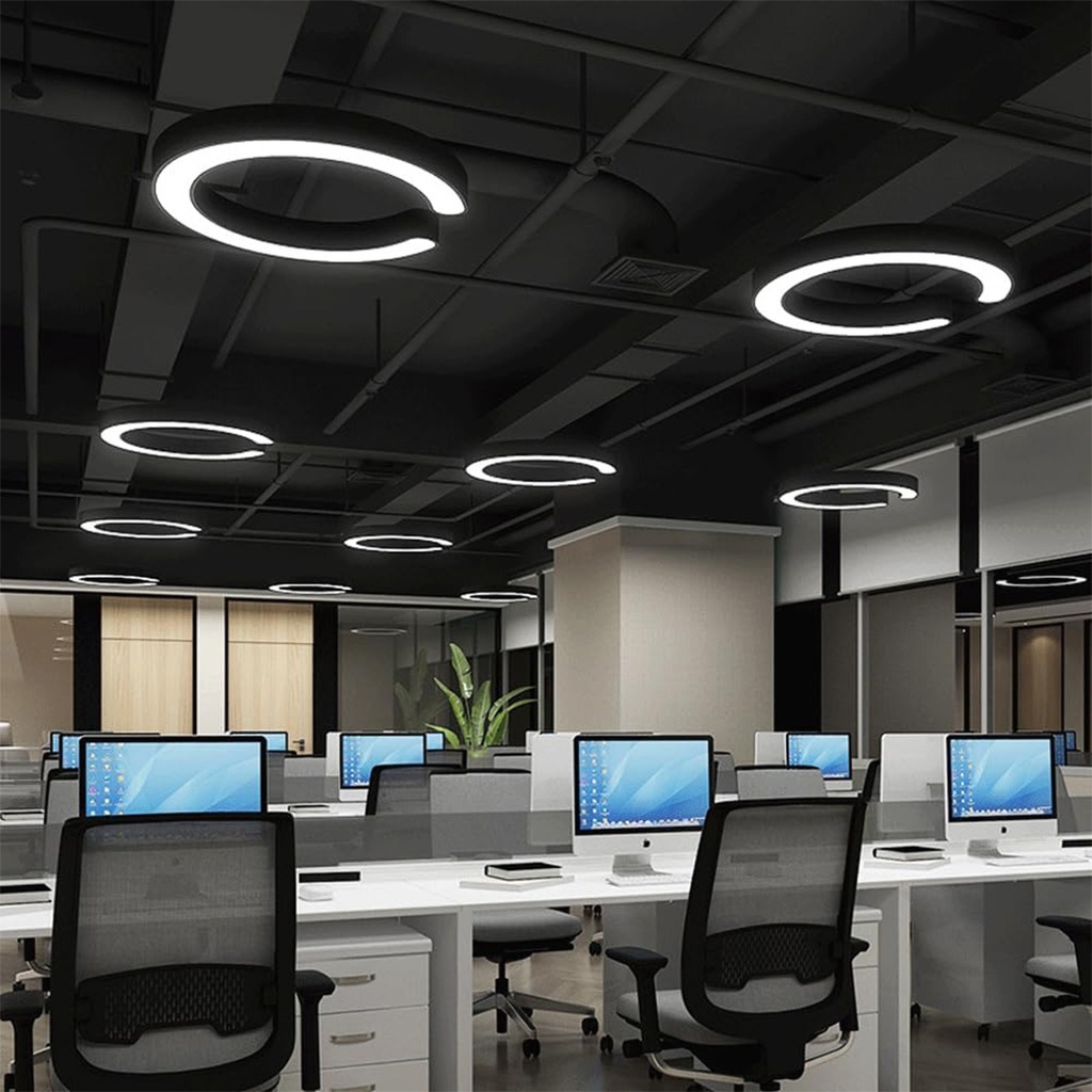 Suspended LED ceiling light 48W, Form C, 60 cm, 6500k, Black