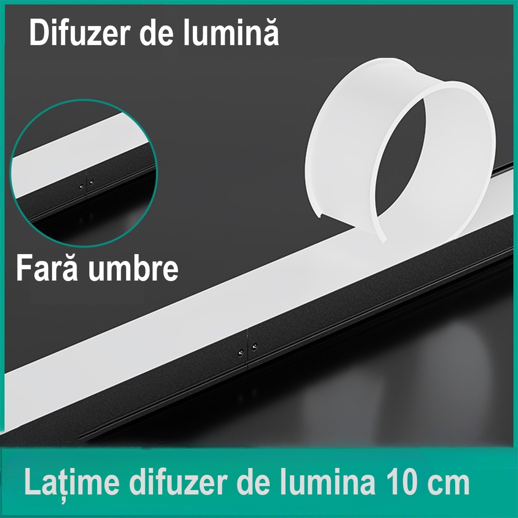 Office LED Ceiling Light 120x10x5.5cm, 32W, Premium Model, Rectangular, Black, 6500k