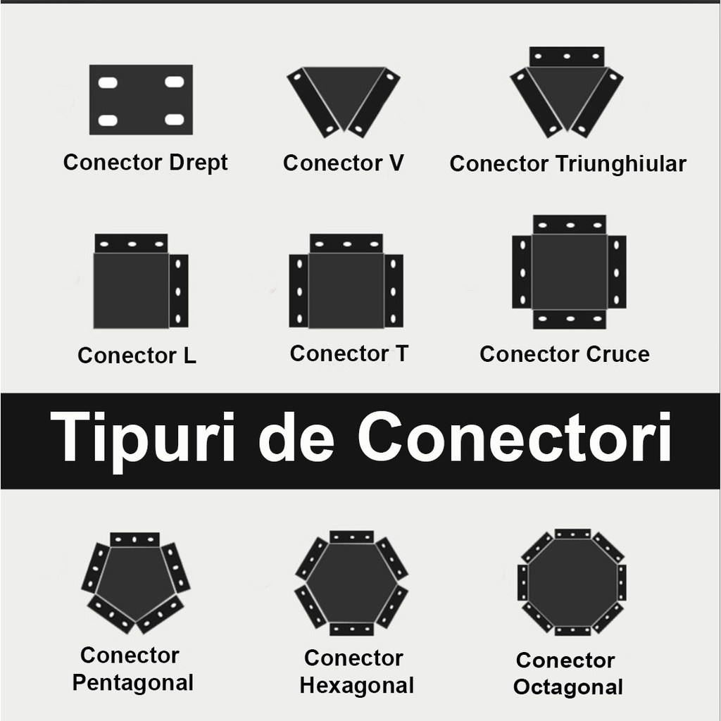 Black V-type connector 10 cm