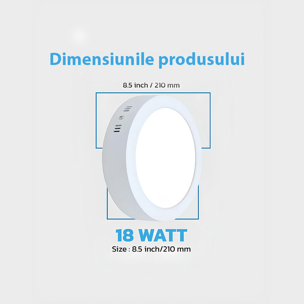 Round LED Ceiling light 18W φ 21cm, 6500k, White, applied