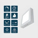 Square LED Ceiling light 12W, 16cm, 3500k, White, applied