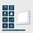 Spot LED 18W recessed square, 6500k, White, Encapsulated