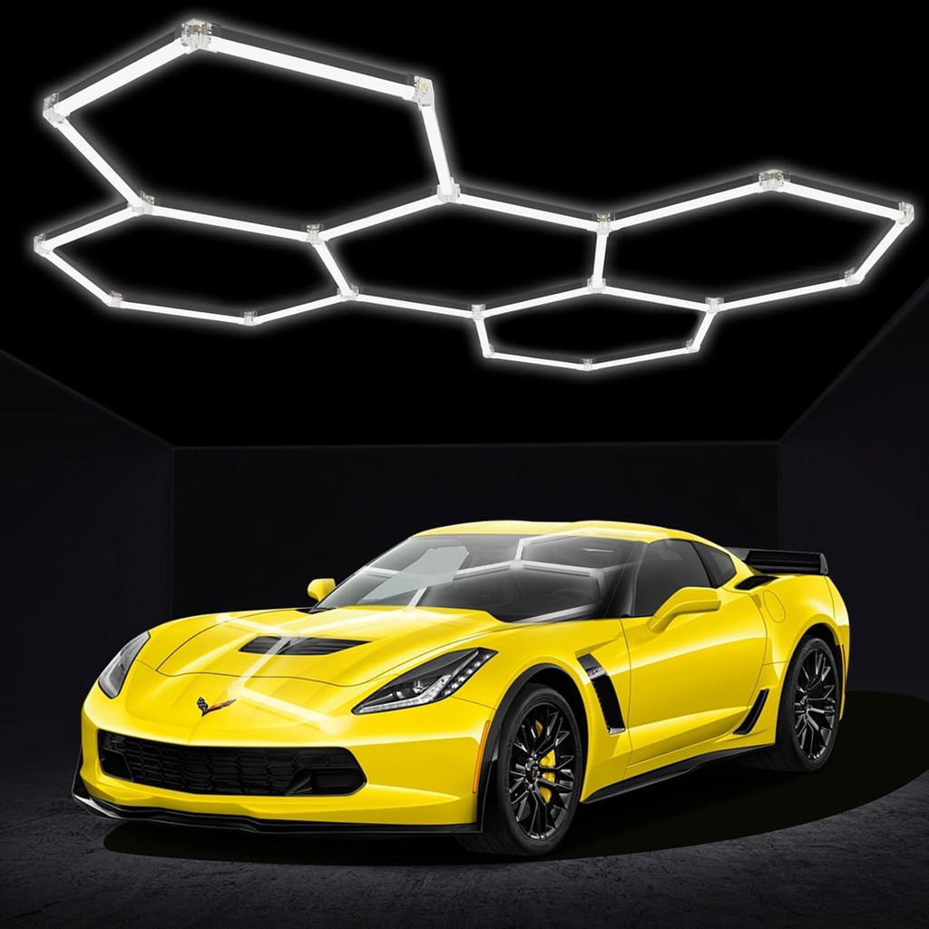 Set of 5 Honeycomb LED Hexagons 144W, 6500k, cool White light, 2.34x1.66m