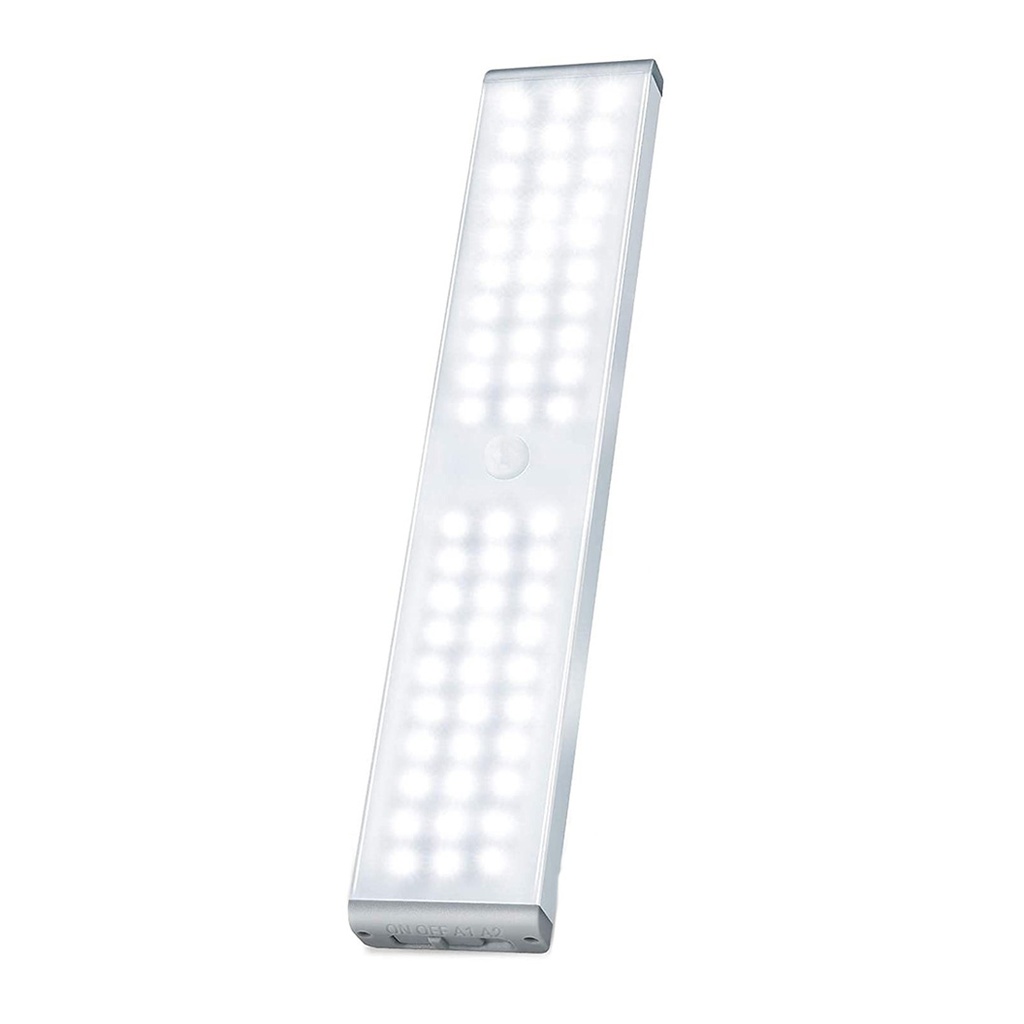 LED Lamp with Motion Sensor – 60 LEDs, USB Rechargeable, Magnetic Holder & Adhesive Tape, 40 cm, Cool White Light 6500K, for Dressing Room, Closet, Bathroom, Hallway, Stairs