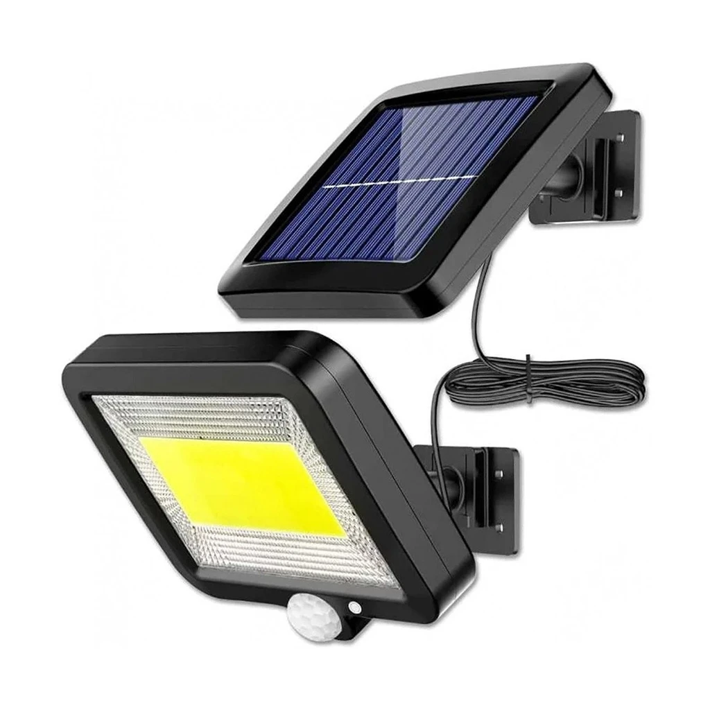 [LBZ-00177] Lampa Solara cu 100 LED-uri COB, Senzor de Miscare, Montaj pe Perete, 3 Moduri de iluminare, Lumina Alb Rece, IP65, Neagra
