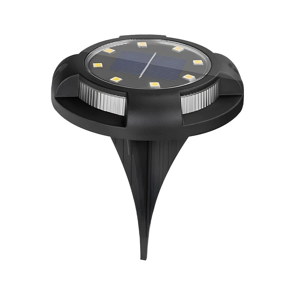 [LBZ-00196] Lampa Solara LED pentru Gradina - Spot cu 12 LED-uri (8 Alb Cald & 4 RGB), Rezistenta la Apa IP65, Baterie 700mAh, Negru