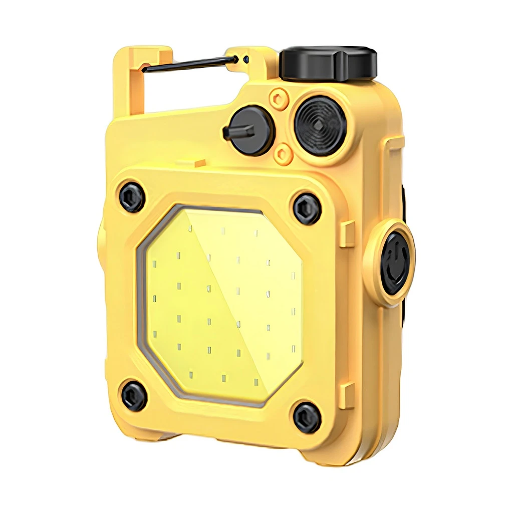[LBZ-00204] Lanterna LED Mini de Buzunar Tip Breloc, Incarcare prin USB Type C, Multifunctionala, pentru Exterior, Camping, Alpinism, Ciclism, 6.1 x 5 x 2.5 cm, Lumina Puternica, Culoare Galbena