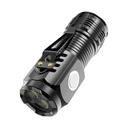 [LBZ-00209] Lanterna LED cu 3 Nuclee – Reincarcabila USB, 5W, Autonomie 4-20h, Raza 100-200m, Suport de Agatat  – Negru (4 x 4 x 9 cm)