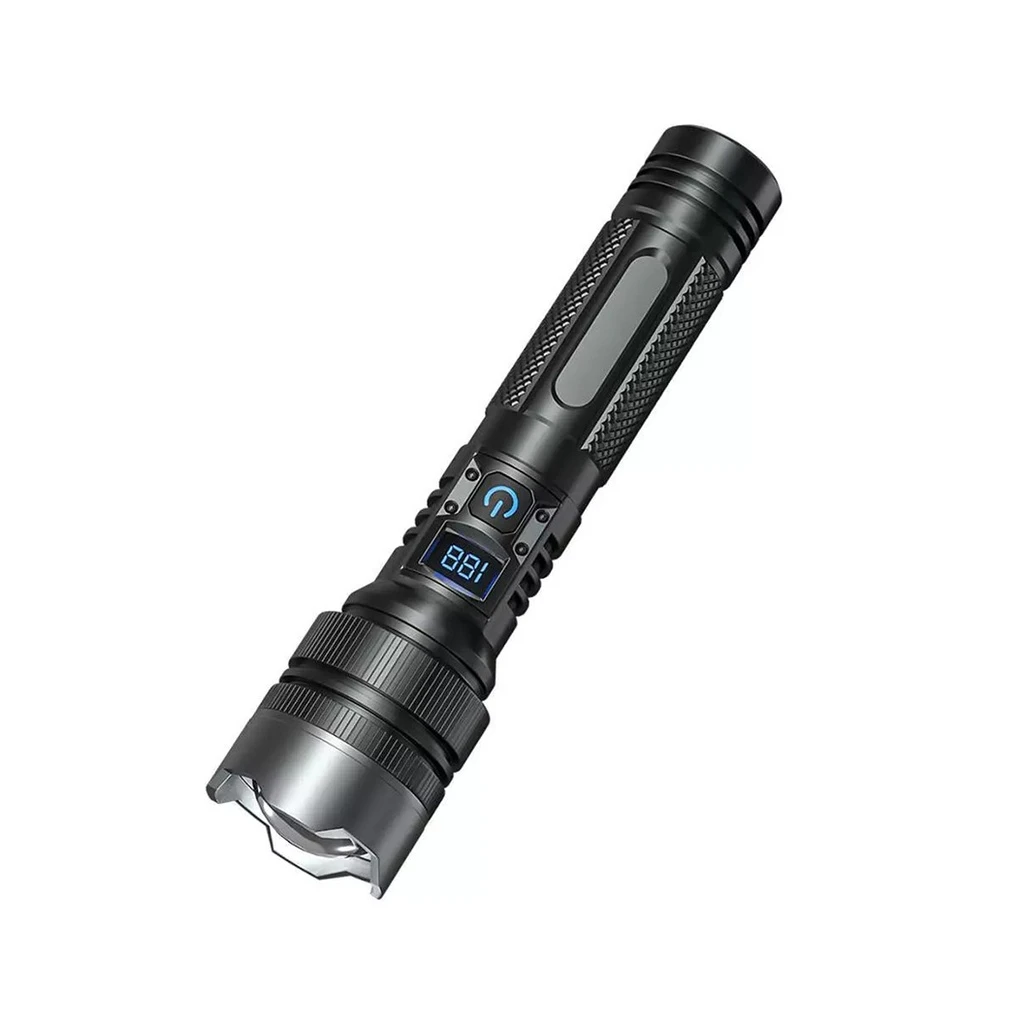 [LBZ-00216] Lanterna LED cu Power Bank – Incarcare USB, 10W, Zoom Telescopic T6, Raza 200m, Incarcare Telefon, 1800mAh – Negru