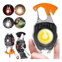 Multifunctional Keychain Flashlight, Model W5147 with Lighter, Whistle, Screwdriver and Bottle Opener, USB Charging, Black/Orange
