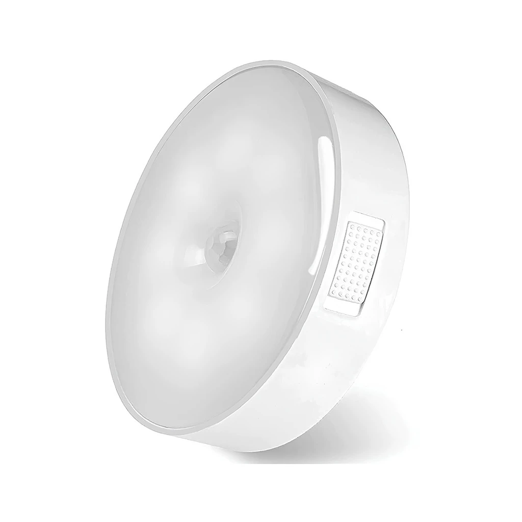 [LBZ-00233] Lampa de Veghe LED cu Senzor de Miscare, Lumina Alb Rece, Incarcare USB, Intrerupator On/Off/Auto, 0.6W, 300mAh, Design Rotund, Alb, 8.5 x 2.3 cm