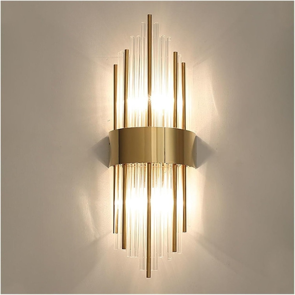 LED Wall Light, Indoors, Stainless Steel and Glass, 45 x 18 cm, Gold