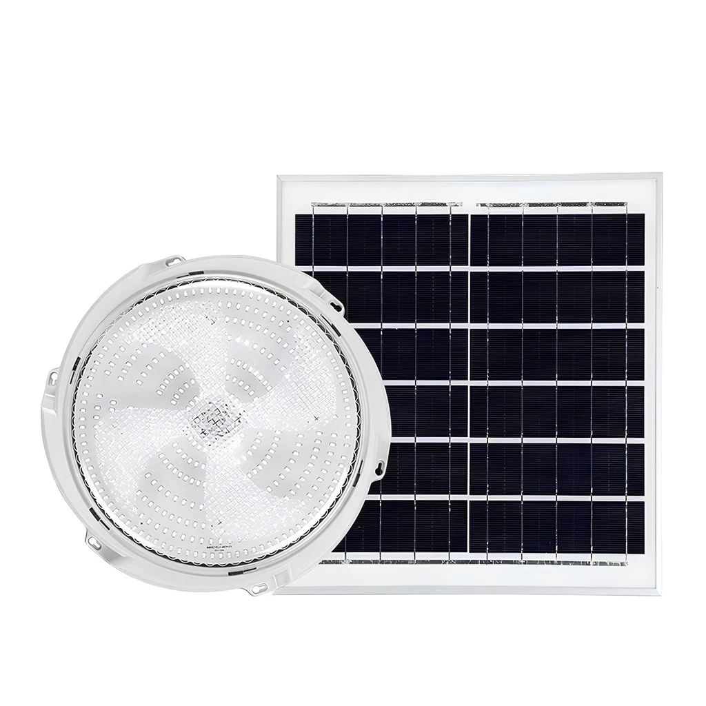 [LBZ-00239] Plafoniera Solara LED 30W cu Telecomanda, Diametru 145mm, Lumina Alb Rece 6500K, Prelungitor 4.6m – Iluminare Eficienta pentru Exterior si Interior