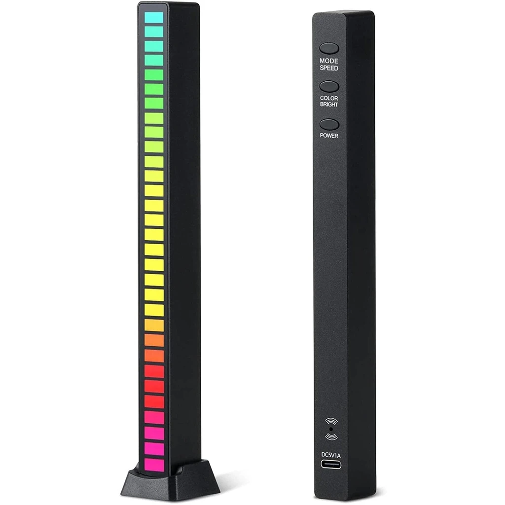[LBZ-00275] Bara LED RGB cu Sincronizare Muzicala – 32 LED-uri, Senzor Sunet, 17 Culori, Moduri Multiple, Reglaj Luminozitate & Viteza, Alimentare USB-C, Negru