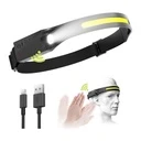 [LBZ-00284] Lanterna LED de Cap Profesionala – 1x COB Ultra-Bright & 1x XPE, incarcare USB, Senzor de Miscare, 4 Moduri de Lumina, Lumina Laterala, Pentru Pescuit, Vanatoare, Lucru, Neagra 