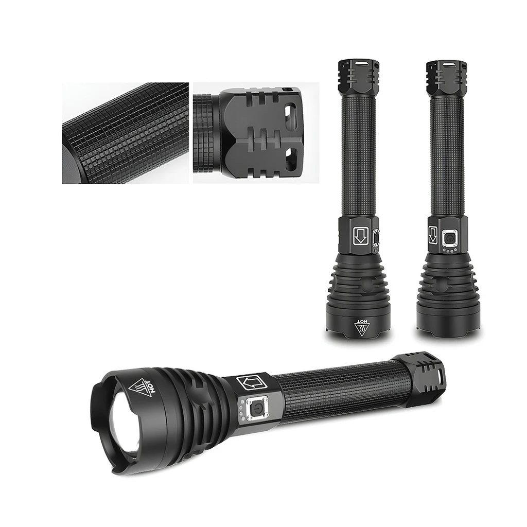 [LBZ-00285] Lanterna tactica LED, din aluminiu, sursa lumina XHP90 Ultra-Bright, Profesionala, Focus ajustabil, acumulator inclus, Rezistenta la apa, Incarcare USB, 2500 lumeni, 3 moduri lumina, Negru