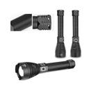 LED Tactical Flashlight, Aluminum material, XHP90 Ultra-Bright source light, Professional, Adjustable focus, Water resistant, USB charging, 2500 lumens, 3 light modes, Black