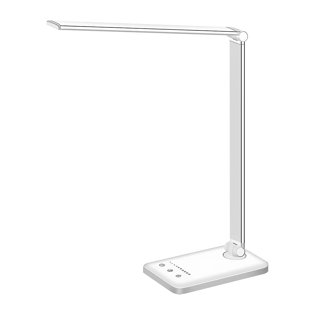 [LBZ-00291] Lampa de Birou LED – Protectie Ochi, 10 Niveluri de Intensitate, 5 Temperaturi de Culoare (3000K-5500K), Pliabila, No Flicker, Aluminiu, port incarcare  Telefon, Argintie