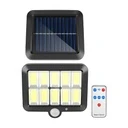 [LBZ-00294] Lampa Solara LED cu Telecomanda – 120 LED-uri COB, 10 Grile, Senzor de Miscare & Lumina, Baterie 1200mAh, 260 lm, Cablu 5m, Rezistenta la Apa, Lumina Alb Rece, Negru