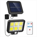 Solar LED Light with Remote Control – 120 COB LEDs, 6 Grids, Motion & Light Sensor, 1200mAh Battery, 260 lm, 5m Cable, Waterproof, Black