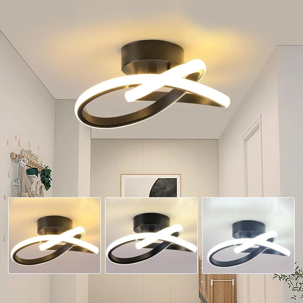 [LBZ-00304] Lustra LED 20W, 3 Trepte Temperatura Culoare (Alb Rece, Neutru, Cald), Design Modern, Neagra