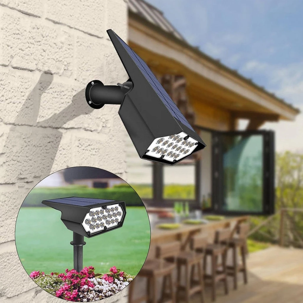 [LBZ-00088] Lampa solara LED cu 19 LED-uri, IP65, pentru exterior, Lumina Alb Rece, 6500k, Negru