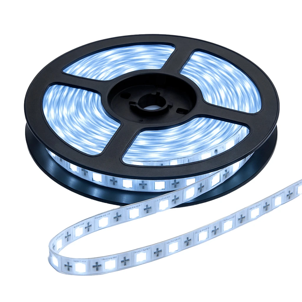 [LBZ-00471] Banda LED 12V, 120 LED/m, SMD 5050, Lumina Alb-Rece, Exterior IP65, Latime 10mm, Rola 5 metri
