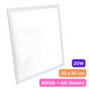 Panou LED 30x30 cm, 20W, Lumina Neutra 4500K, Model Eco, Rama Argintie, Ideal pentru Tavan Fals, Incastrat