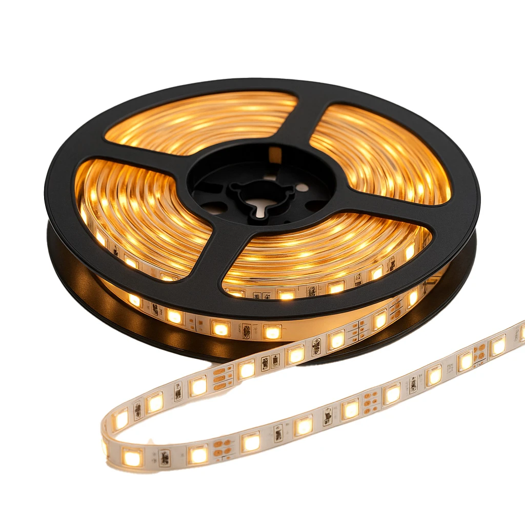 [LBZ-00477] Banda LED 12V, 120 LED/m, SMD 5050, Lumina Alb-Calda, Exterior IP65, 10mm, Rola 5 metri