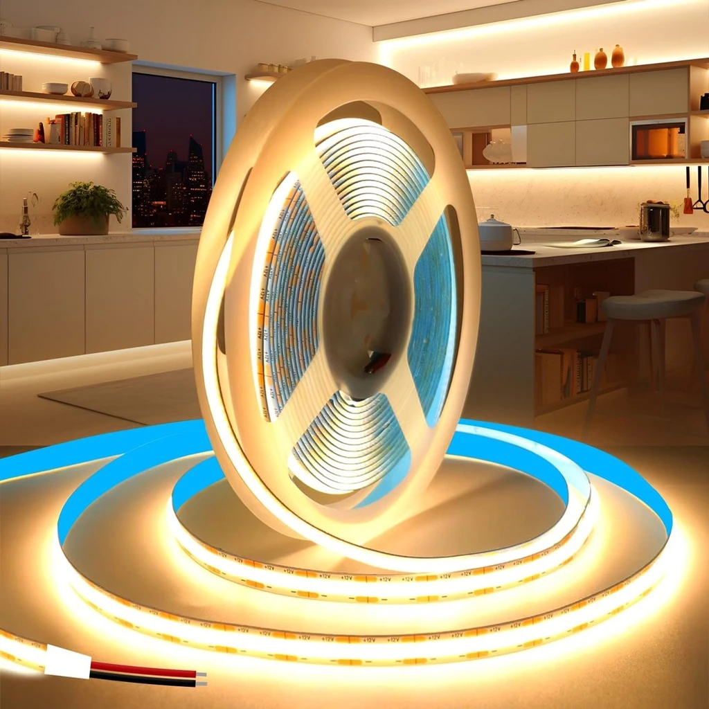[LBZ-00478] Banda LED COB 12V, 528 LED/m, Lumina Alb-Calda, Interior IP20, 10mm, Rola 5 metri
