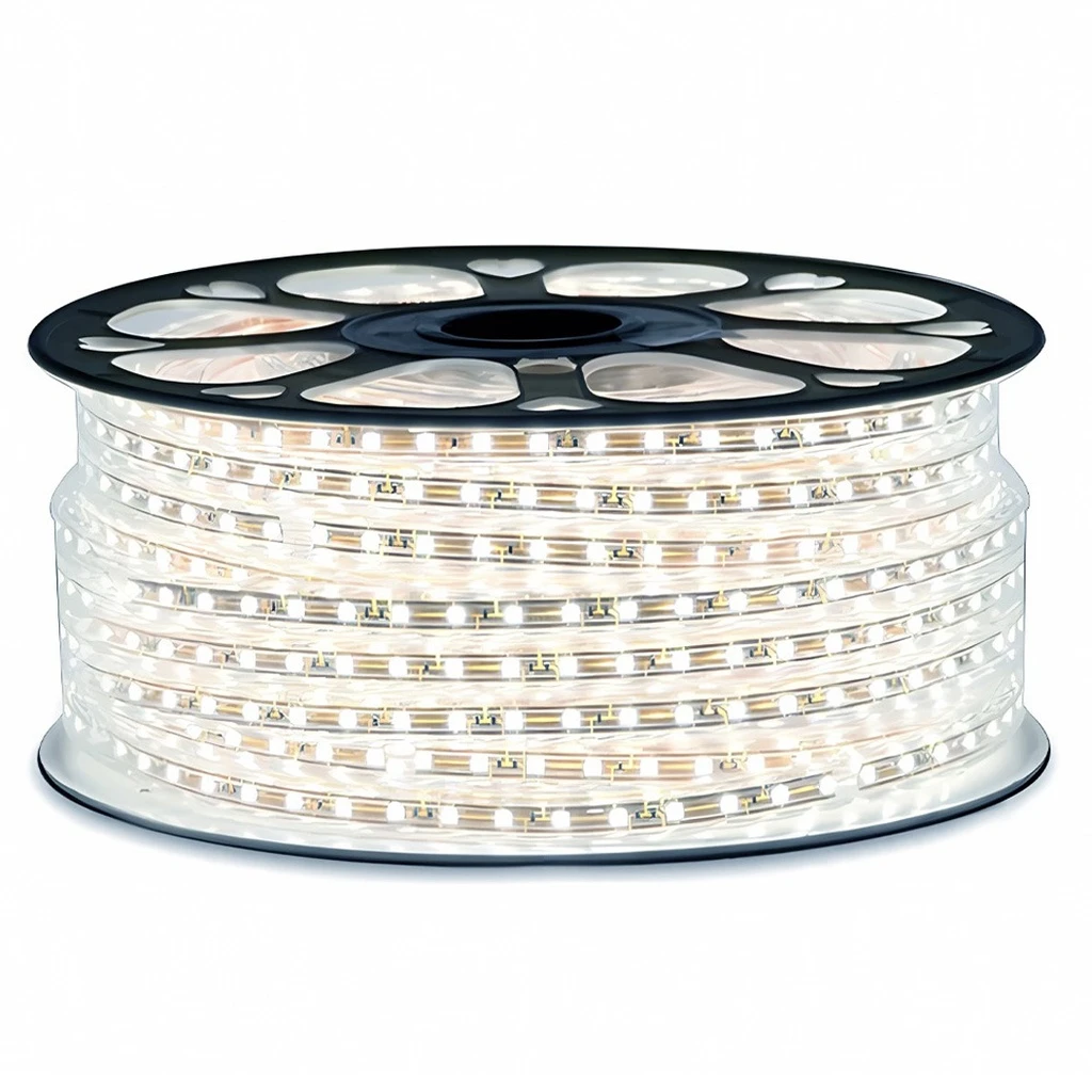 [LBZ-00492] Banda LED 220V, 120 LED/m, SMD 2835, Lumina Alb-Rece, Exterior IP65, 10mm, Rola 100 metri