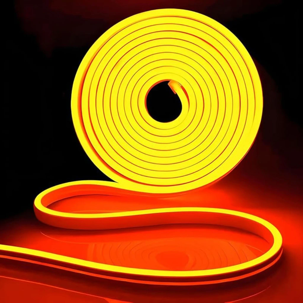 [LBZ-00497] Banda LED Neon Flex 12V, Lumina Portocalie, Exterior IP65, 8mm, Rola de 5 metri