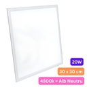 Panou LED 30x30 cm, 20W, Lumina Neutra 4500K, Model Premium, Rama Alba, Ideal pentru Tavan Fals, Incastrat
