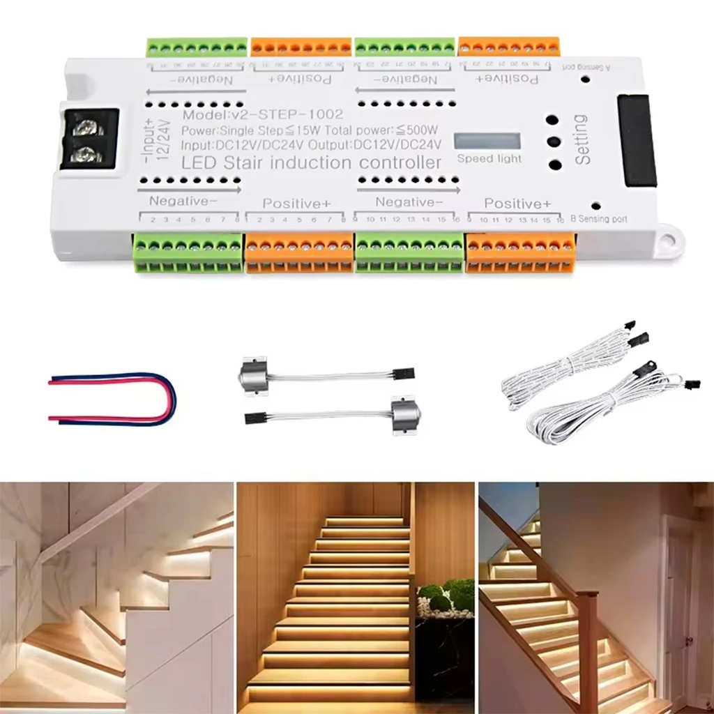 [LBZ-00533] Controler Iluminat LED Inteligent, 32 Canale, Trepte Scari cu 2 Senzori de Miscare