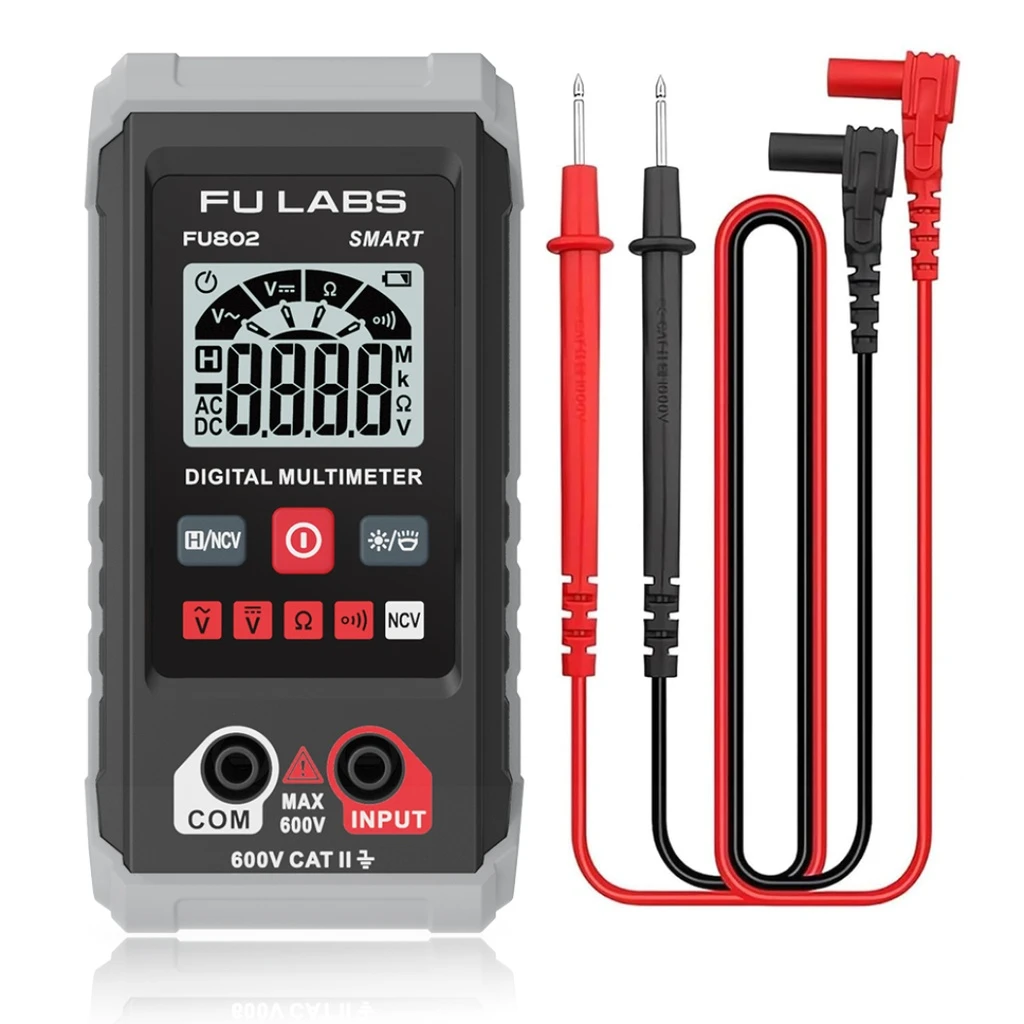 [LBZ-00562] Multimetru Digital FULABS FU802, Afisaj LCD Iluminat, masurare tensiune AC si DC, rezistenta, detectie de tensiune AC fara contact, testare continuitate, Lanterna incorporata