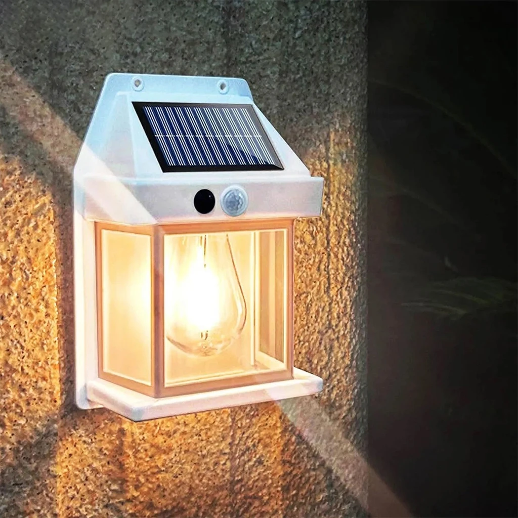 [LBZ-00570] Lampa solara LED decorativa cu bec 17x12x5.8, tip felinar, pentru gradina, alb