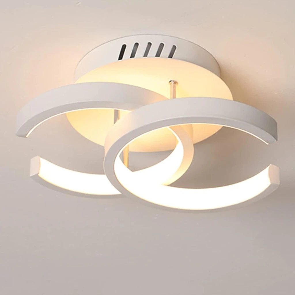 [LBZ-00572] Lustra LED 20W - 2 Cercuri deschise, 3 trepte de culoare (Alb Rece, Neutru, Cald), Design Modern 24x17x11.5 cm, Alb
