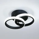 [LBZ-00574] Lustra LED 20W - 2 Cercuri, 3 trepte de culoare (Alb Rece, Neutru, Cald), Design Modern, 24x17x10 cm, Negru