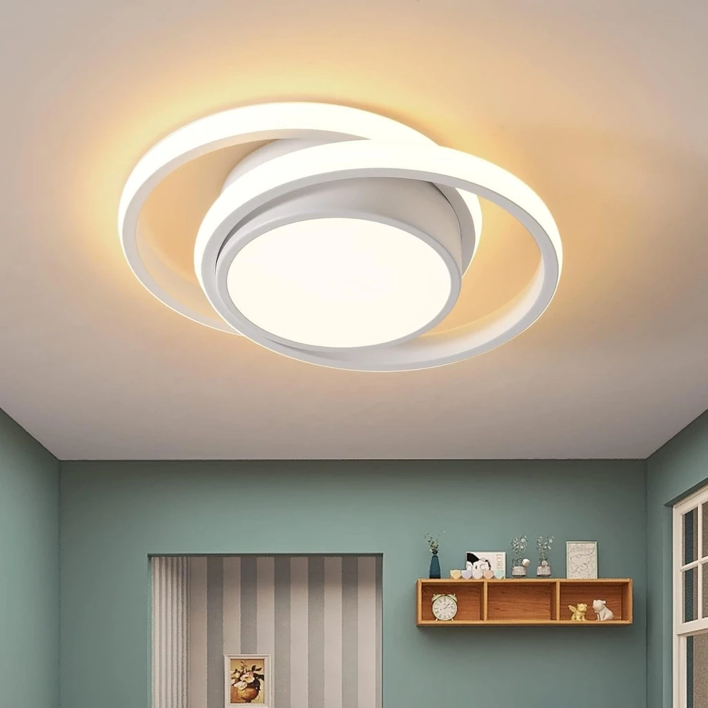 [LBZ-00583] Lustra LED 20W - 3 Cercuri, 3 trepte de culoare (Alb Rece, Neutru, Cald), Design Modern, Alb